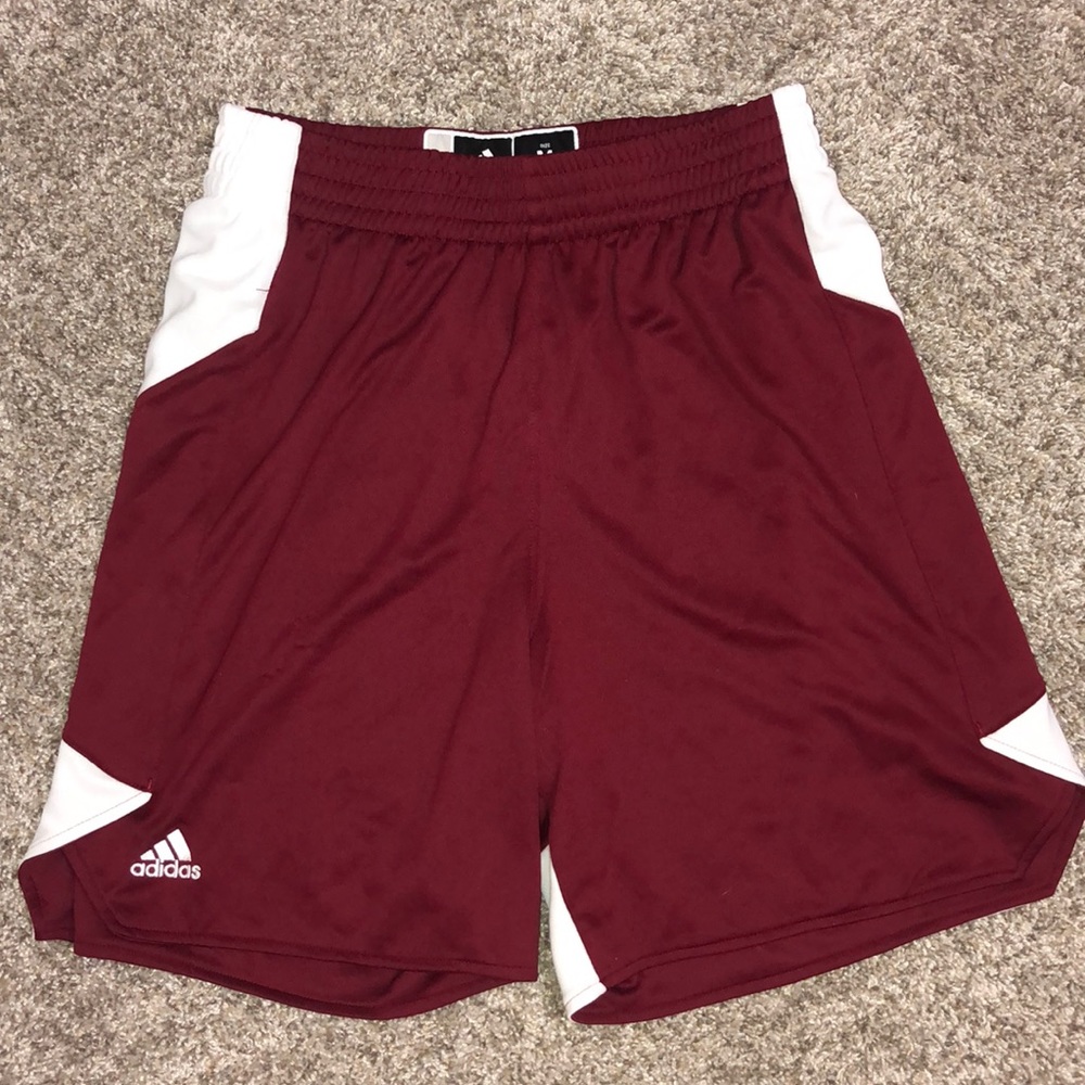Adidas burgundy basketball shorts